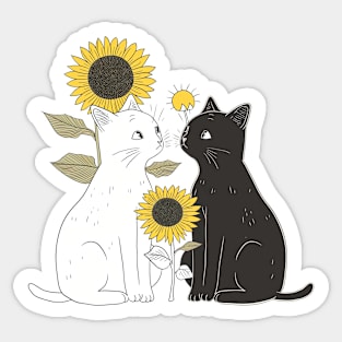 Cats Sunflowers,The best Friends. Sticker